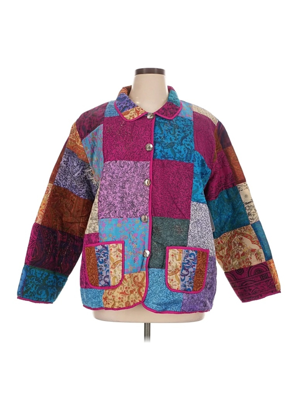 Vintage Deadstock Willow Ridge 100% Silk 100% Cotton Fill Patchwork Jacket 1X